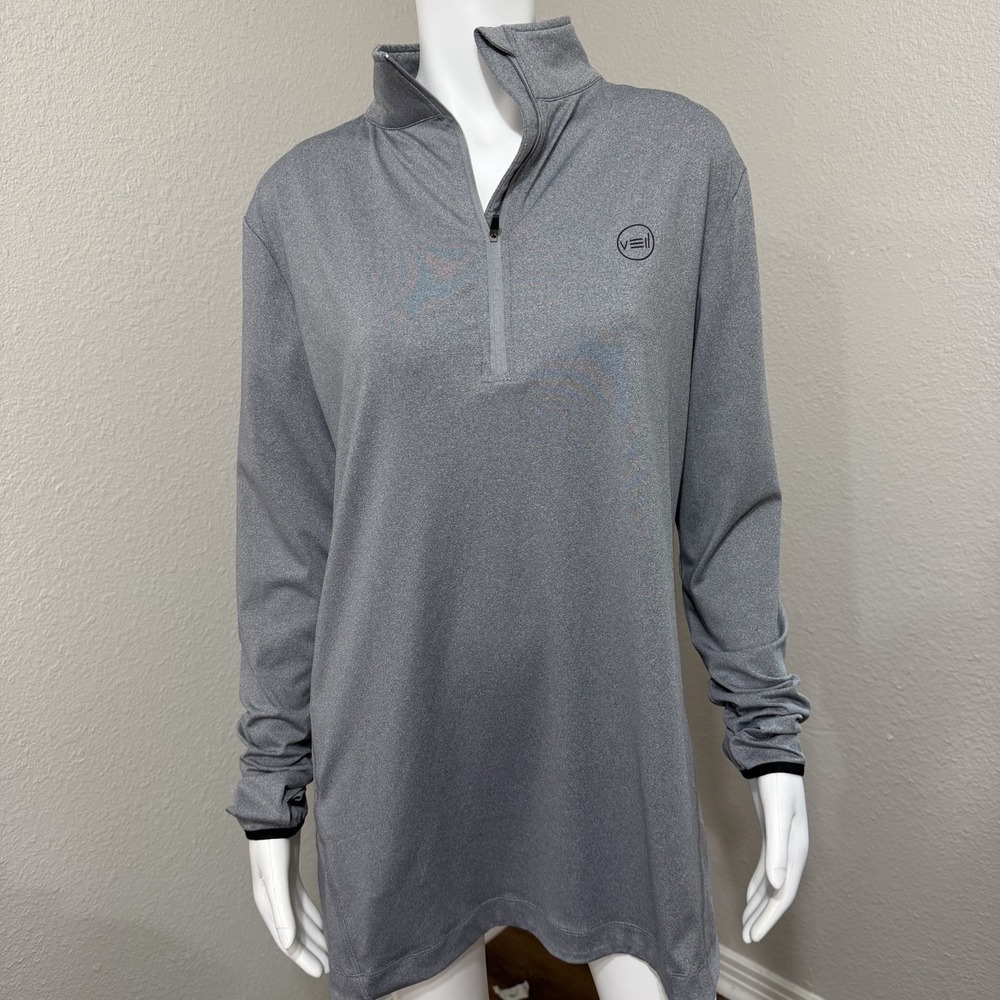 Veil Spark L Women's Half Zip Pullover Modest Active Wear Outdoor Long Grey